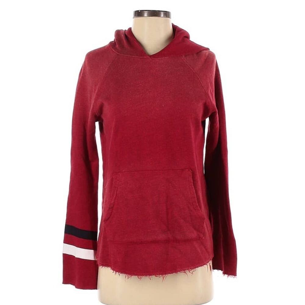 Sundry Hoodie Red Bell Sleeve Raw Hem Pullover Sweatshirt‎ Women's 0 (XS)